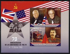 MALI - 2015 - Yalta Conference, 70th Anniv - Perf 4v Sheet-MNH-Private Issue