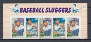 (S) USA #4080-81 Baseball Sluggers  Strip of 5 MNH