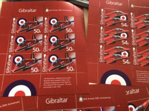 Gibraltar mint never hinged 2014 Red Arrows 5 stamps sheet set A14439Y
