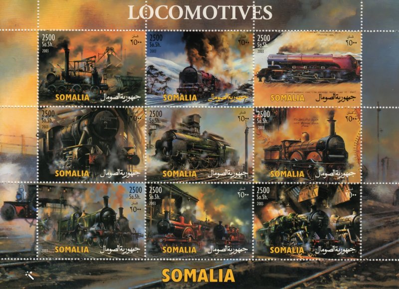 Somalia 2003 LOCOMOTIVES Sheetlet # 2  (9) PERFORATED MNH