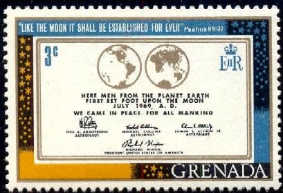 Memorial Tablet Left On Moon, Grenada stamp SC#332 MNH