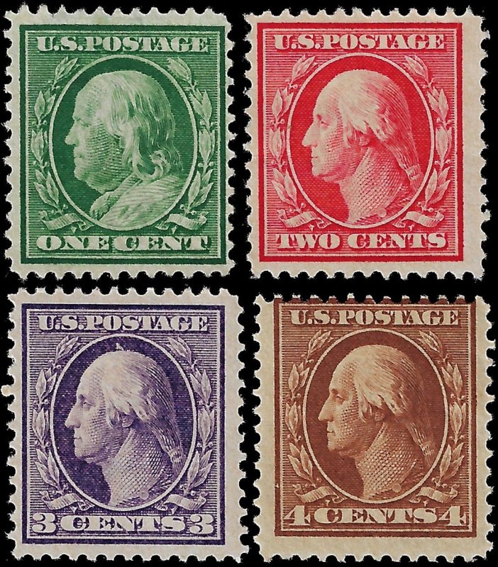 USA 1910 Sc 374, 375 (MNG), 376, 377 (MLH) 2014 SCV $63