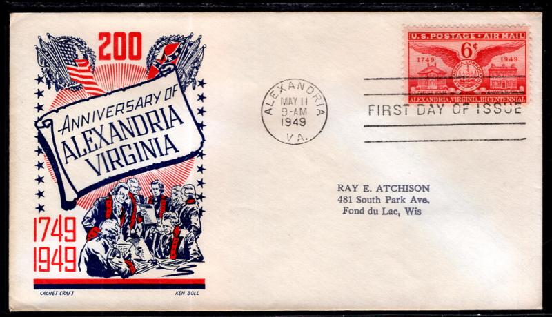 US C40 Alexandria,VA Cachet Craft Boll Typed FDC