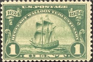 Scott #614 1924 1¢ Huguenot-Walloon Tercentenary Ship Nieu Nederland MNH OG