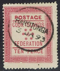 COOK ISLANDS 1892 TYPESET 1ST ISSUE 10D TONED PAPER USED