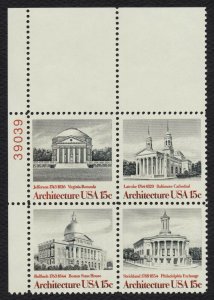 #1782a 15c American Architecture, Plt Blk [39039 UL] Mint **ANY 4=FREE SHIPPING*