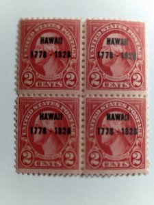 SCOTT #647 BLOCK OF 4 HAWAII OVERPRINT MINT NEVER HINGED