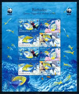 [94503] Barbados 2006 Marine Life Fish Diving WWF Sheet MNH