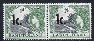 Basutoland 1961 Orange River 1c on 1d partial offset on g...