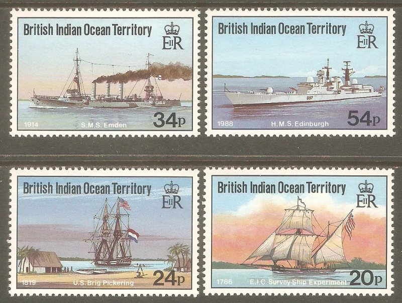 BRITISH INDIAN OCEAN TERR Sc# 115 - 118 MNH FVF Set4 Ships Vessels