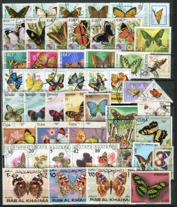 103 - BUTTERFLIES - 50 Different used stamps
