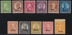 US 669-679 Nebraska Overprint Complete Set Mint VF OG NH SCV $530.50 (004)