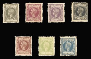 Cuba #169-175 Cat$100, 1898 15c-2p, seven high values, hinged