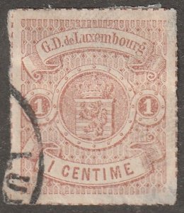 Luxembourg,  stamp,  Scott#17,  used, hinged, 1c, red/brown