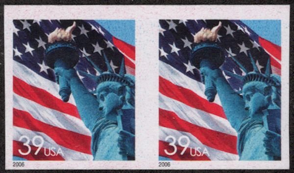 MALACK 3981a SUPERB OG NH, Imperf Pair, no die cuts, Rare! b4353