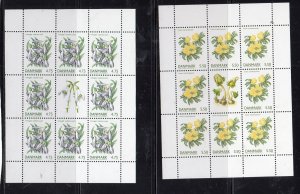 DENMARK #1345a-1346a 2006 FLOWERS MINT VF NH O.G M/S8