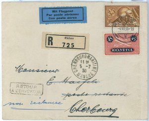 P0059 - Switzerland - POSTAL HISTORY - SBHV # F6 + F8 on cover - Riehen Cheboug-