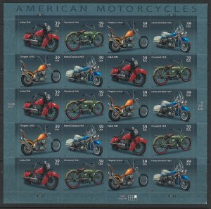 US Scott 4088a Complete Pane of 20 Motor Cycles!