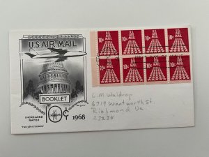 1968 FDC 10c Domestic Air Mail Postal Rate Booklet Scott C72b