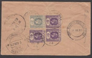 CEYLON 1923 Registered cover KOCHCHIKADE to India...........................T232