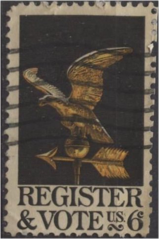 US 1344 (used) 6¢ Register to vote (1968)