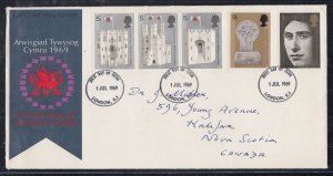 Great Britain Scott 595-9 FDC - Investiture of Prince Charles