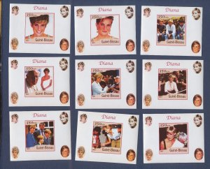 GUINEA-BISSAU - nine MNH S/S - Princess Diana - 2001