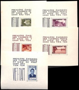 Vietnam, South 1951, Bao Dai, landscapes 5 s/s, Unused (hinged)