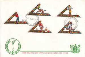 Cook Islands 1969 2 FDCs Sc #254-#258 Soccer, Pole vault, Boxing, Tennis - Sp...