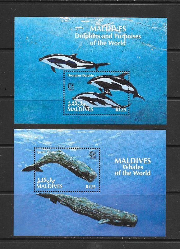 WHALES - MALDIVES #2075-6 WHALES-DOLPHINS  S/S MNH