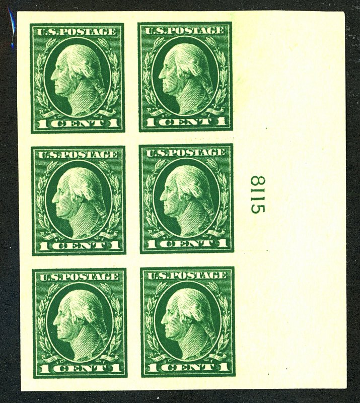 U.S. #481 MINT PL# BLOCK OF 6 OG NH