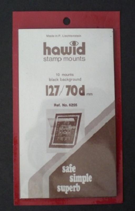 Hawid Stamp Mount Size 127/70 mm - BLACK (Pack of 10) (127x70 70mm)  STRIP  6205