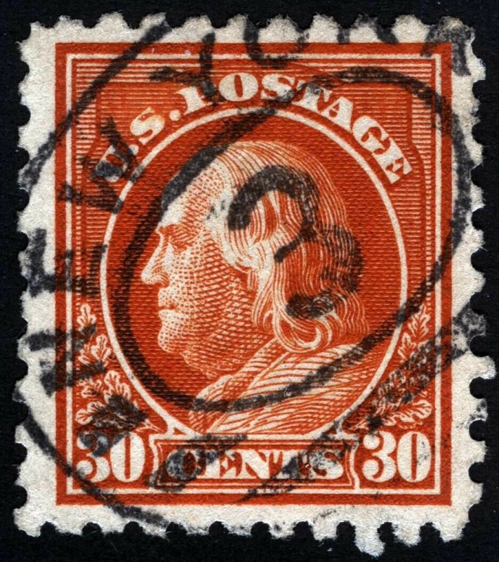 US Sc 439 Org Red 30¢ p.10 SLW Dbl Oval NY “3 Cancel Lrg Margin GEM *Oak Lot