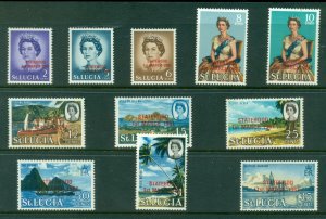 St Lucia 1969 QEII Pictorials Opt Statehood MUH