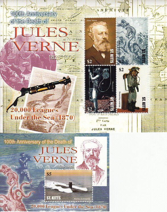 Jules Verne by St-Kitt MNH Sc 628-29  Value $ 10.75  US $$