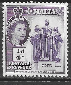 Malta 246: 1/4d Monument of the Great Siege, 1565 , MH, VF