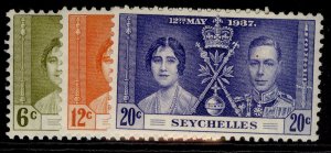 SEYCHELLES GVI SG132-134, CORONATION set, M MINT.