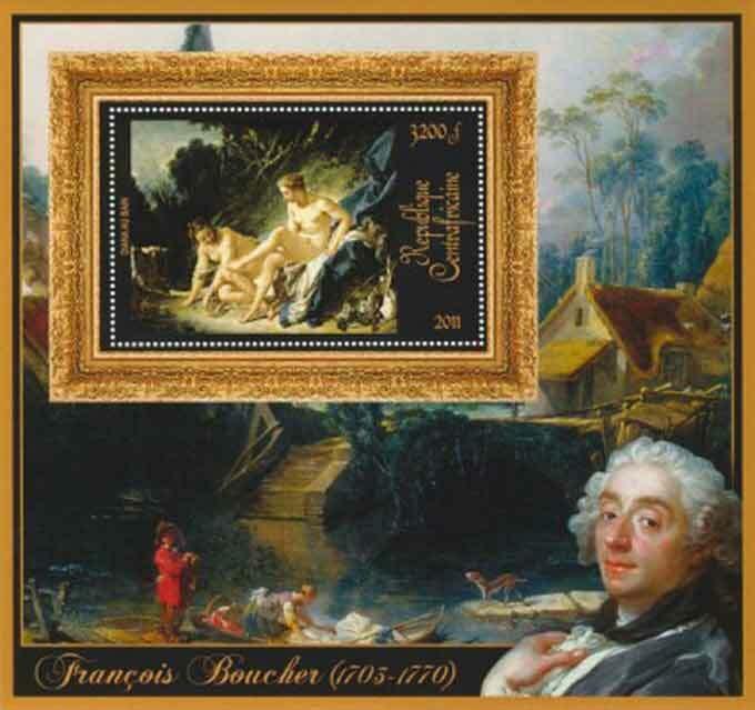 Central Africa - Francois Boucher - Diana - Souvenir Sheet - 3H-126