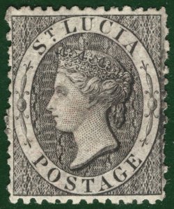 ST LUCIA QV Classic Stamp SG.11 (1d) Black (1864) Mint MM Cat £38- PIBLUE16