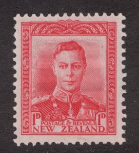 1938 New Zealand Sc #227 KGVI Orange Red 1d Postage Stamp MH