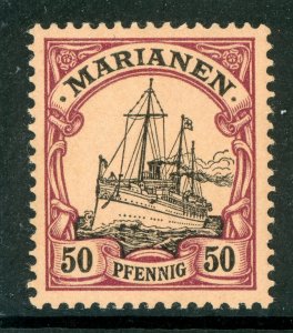 Mariana Islands 1901 Germany 50 pfg Unwatermarked Yacht Ship Sc #24 Mint X45