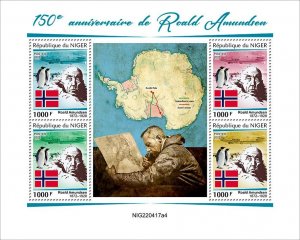NIGER - 2022 - Roald Amundsen - Perf 4v Sheet - Mint Never Hinged