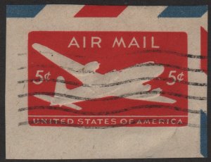 SC#UC15 5¢ Airmail Cut Square (1946) Used