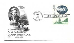 1732-33 James Cook ArtCraft se-tenant pair Honolulu, HI, FDC