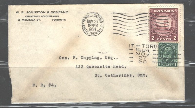 CANADA, COVER 1934 TORONTO to ST. CATHARINES