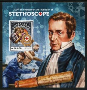 SIERRA LEONE  2016 200th ANN OF THE STETHOSCOPE RED CROSS SOUVENIR SHEET MINT NH