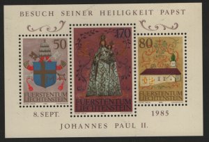 LIECHTENSTEIN, 816, SHEET OF 3, MNH, 1985 State visit of Pope John Paul II