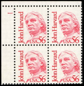 US #2190 HARVARD MNH UL PLATE BLOCK #1