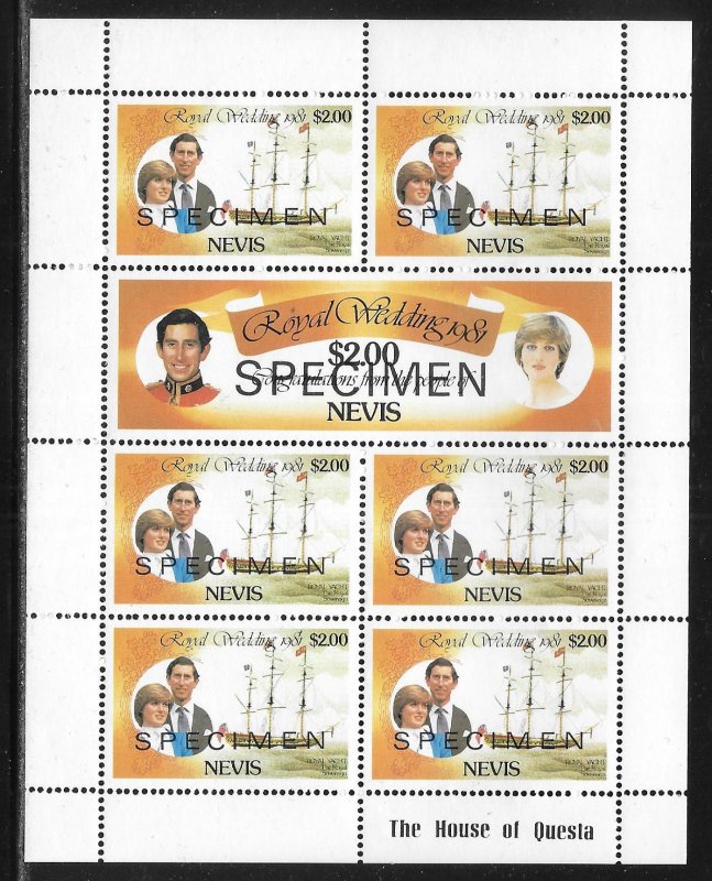 Nevis 137-138 Diana Wedding $2 m/s MNH SPECIMEN