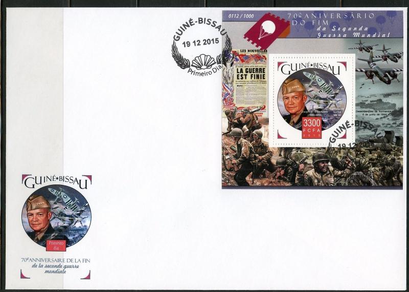 GUINEA BISSAU 2015 70th ANN END OF WORLD WAR  II DWIGHT EISENHOWER  S/S FDC 